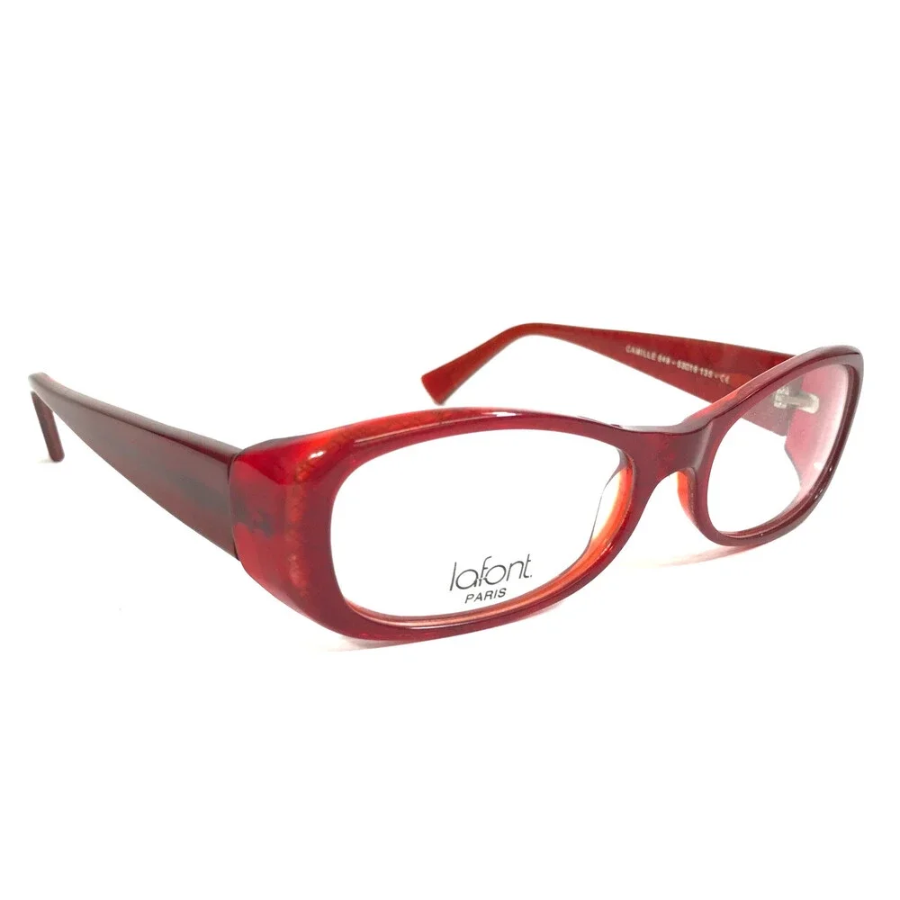 Jean Lafont Eyeglasses Frames CAMILLE 649 Polished Red Oval Full Rim 53-16-135